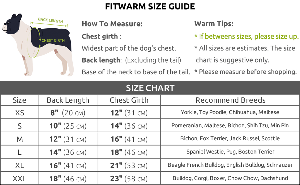 Fitwar m dog size guide